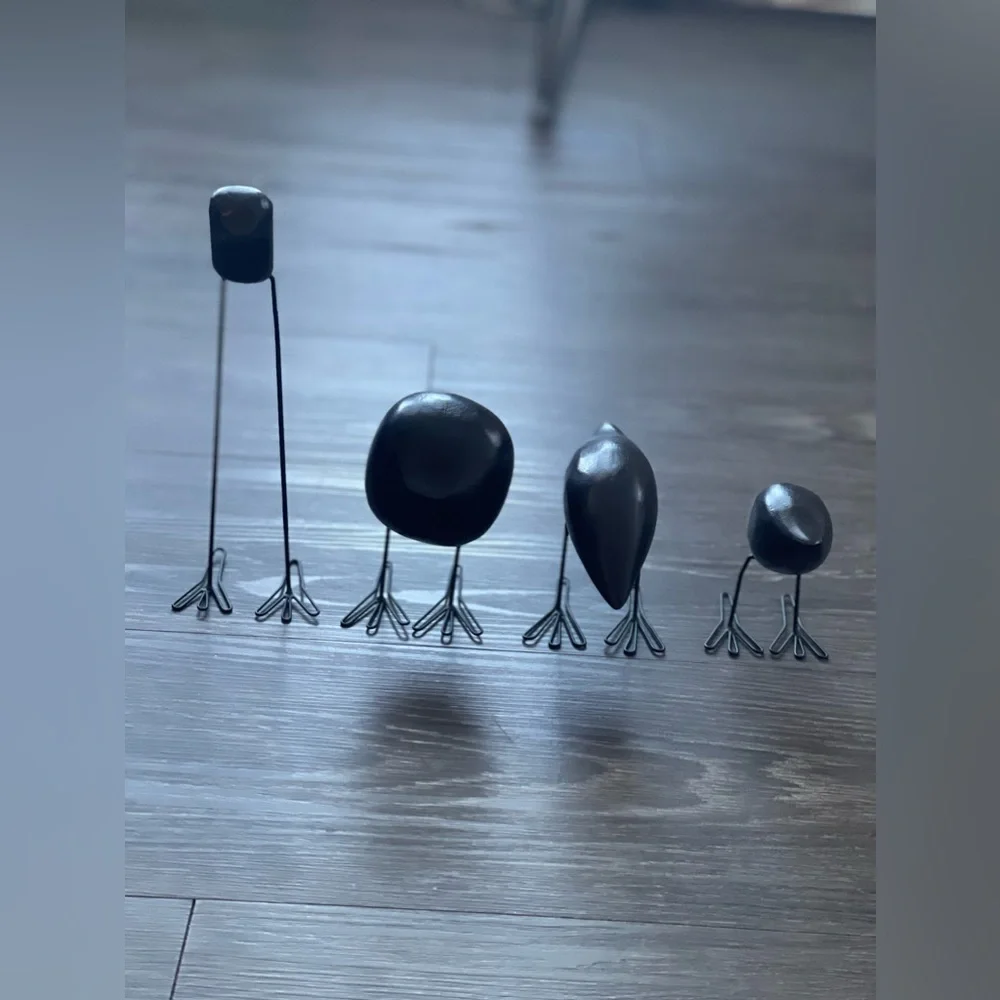 FISKELAGE Dark Wood 4 Metal BIRD Figures W/ Metal Legs Minimalist Modern IKEA - Picture 4 of 4